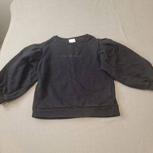 Zara Girl Black Puff Sleeve Sweatshirt Size 7